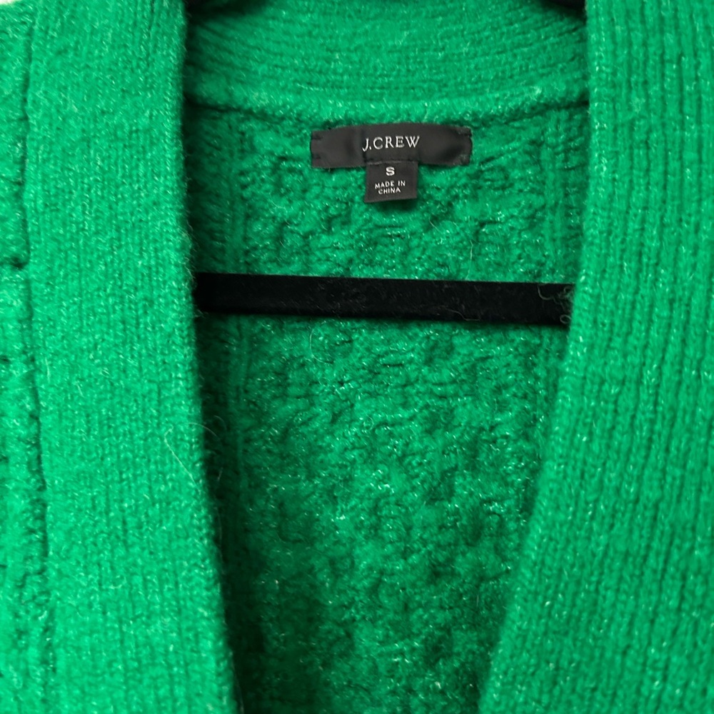 J. Crew cable-knit stretch Vibrant Green Cardigan